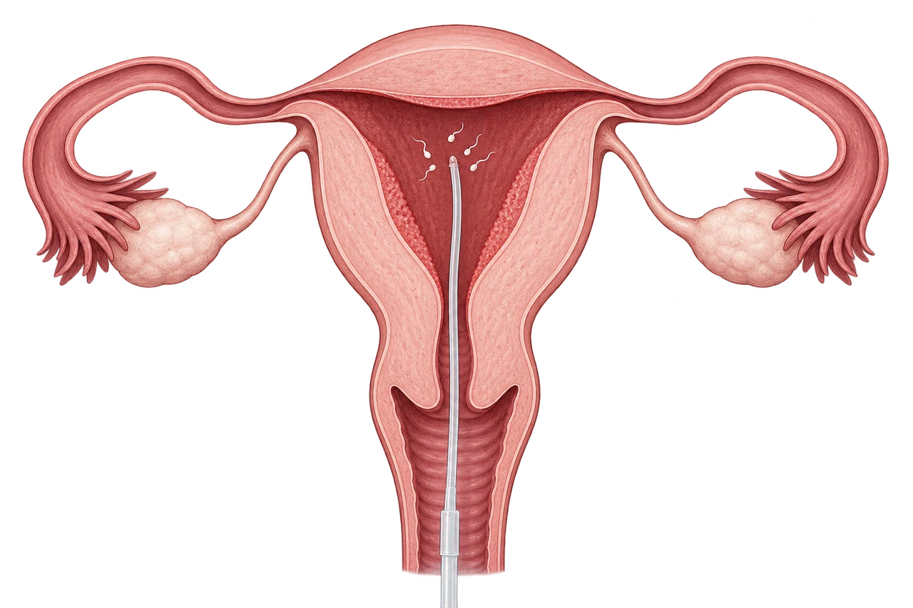 Ilustración educativa: Inseminación intrauterina